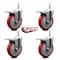 Service Caster 5 Inch Red Polyurethane Swivel 34 Inch Threaded Stem Caster Set with Total Lock Brake SCC-TSTTL20S514-PPUB-RED-34212-4 - alternate 3